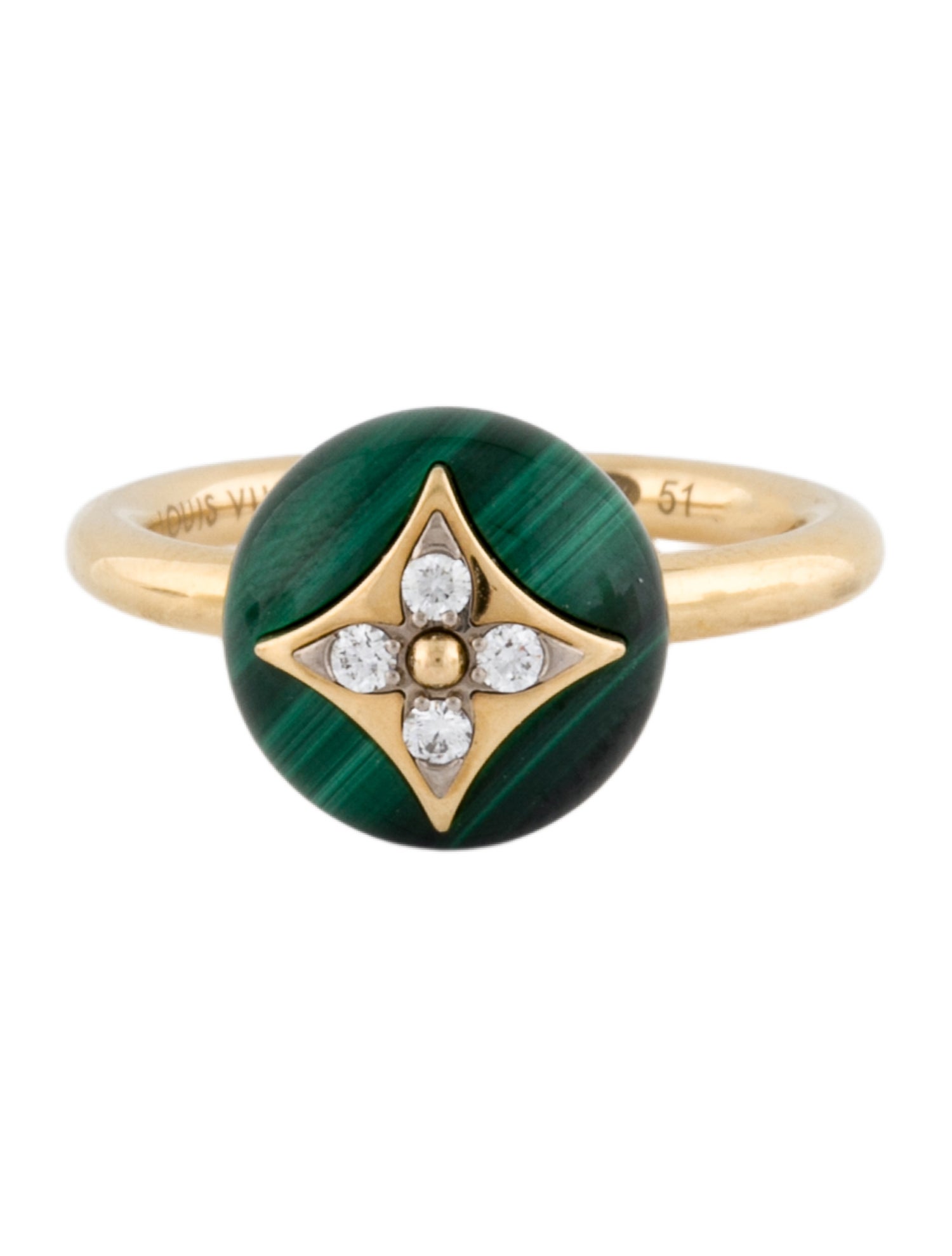 Louis Vuitton 18K Malachite & Diamond B Blossom Ring